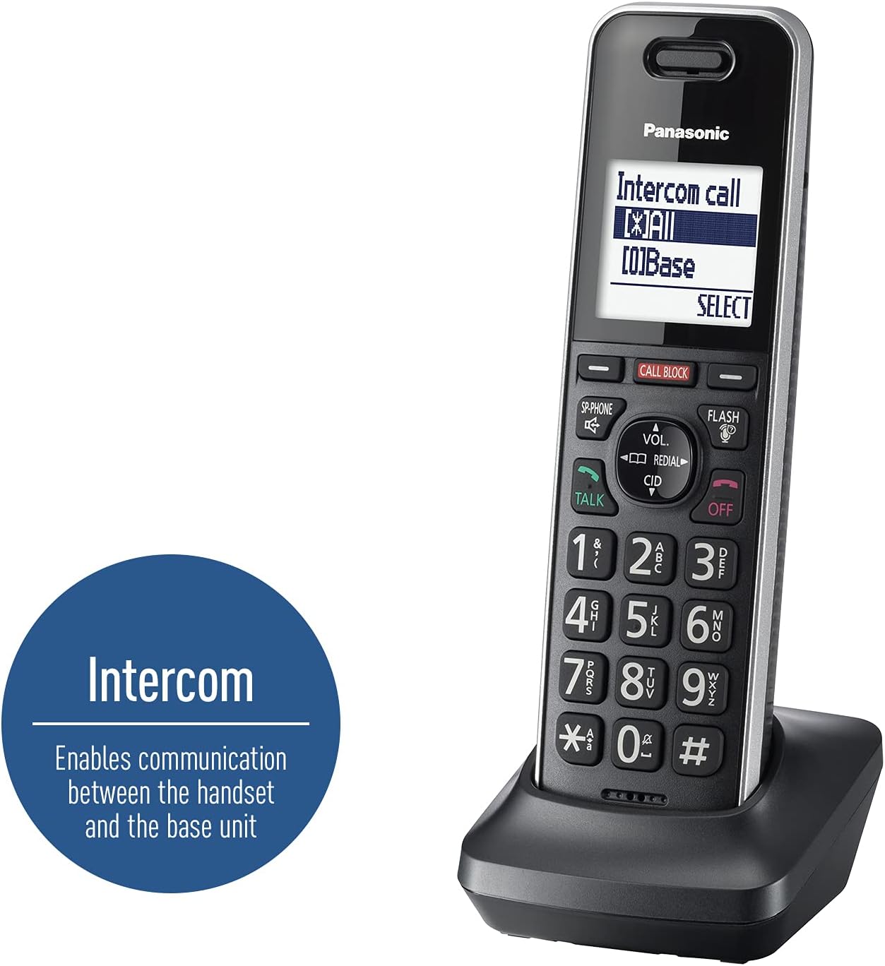Panasonic Cordless Phone Extension Handset Accessory to Connect to Expandable Base Station - KX-TGFA88B (Black)