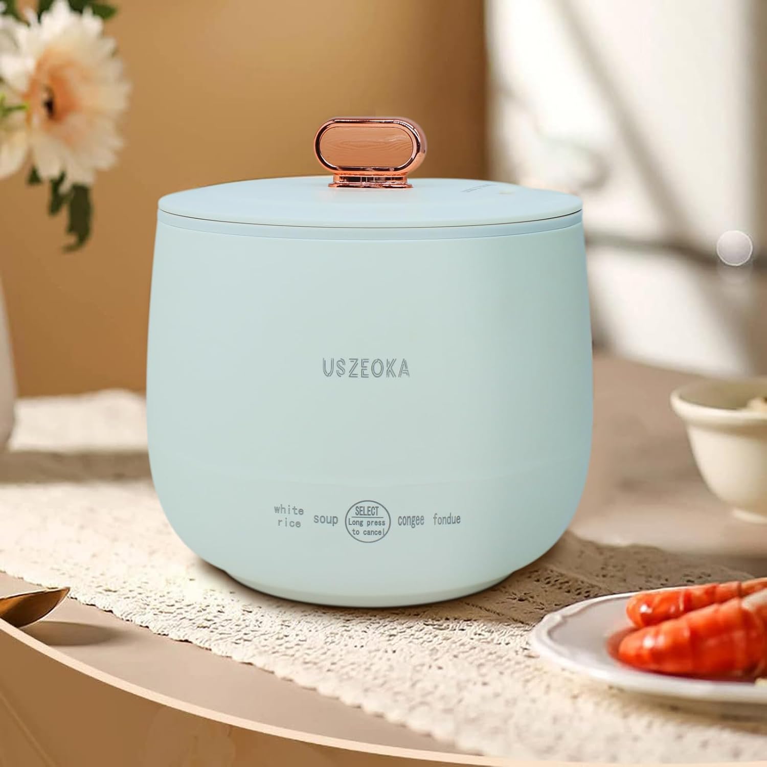 Mini Rice Cooker Portable Design,Blue,Rice Cooker Small for Long-Distance Travel,cute rice cooker Multi-function,Rice Cooker Stainless Steel Inner Pot,Low Carb Rice Cooker