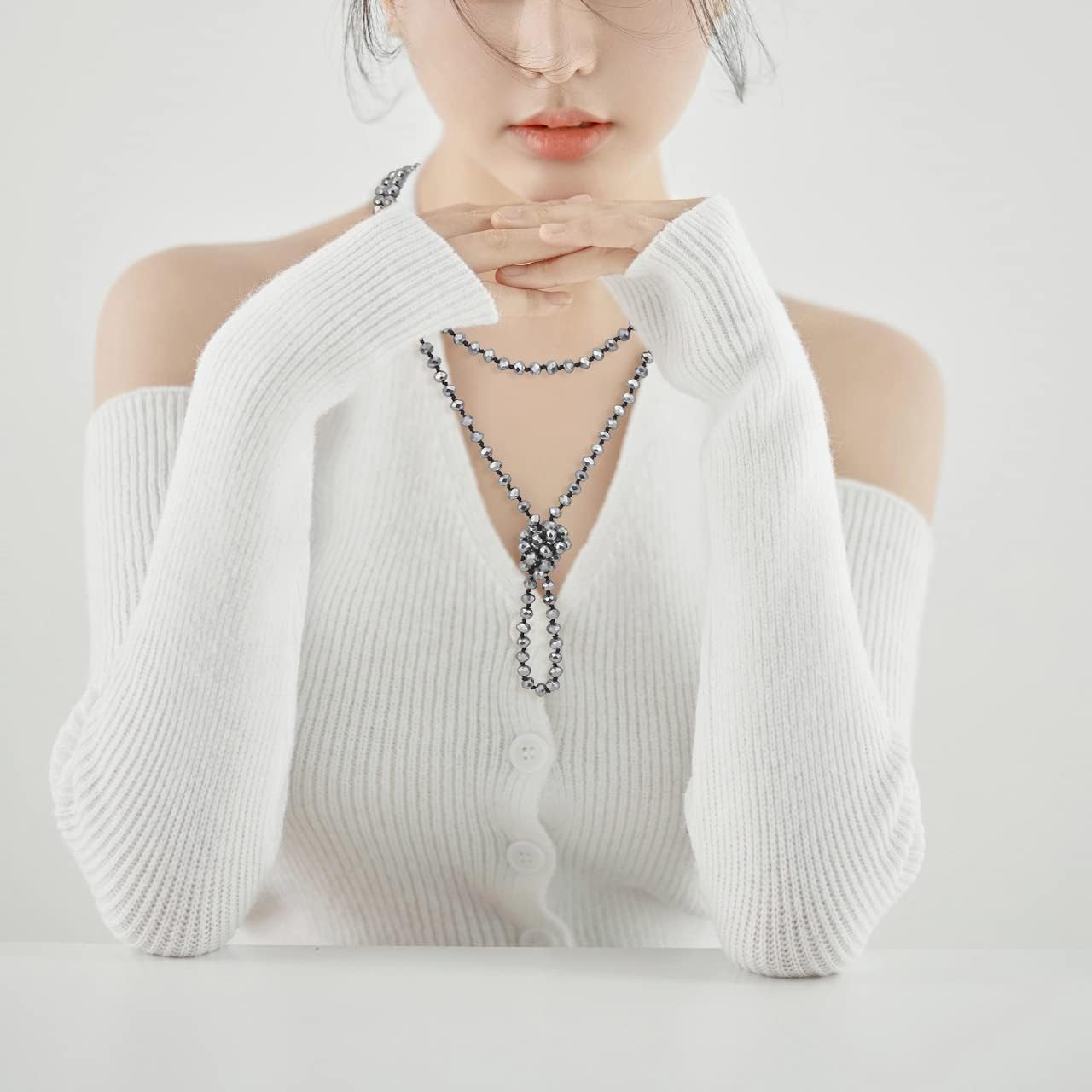 Firstmeet Fashion Beads Rope Knot Long Beaded Necklace Versatile 60" Strand Costume Jewelry for Women - Image 4