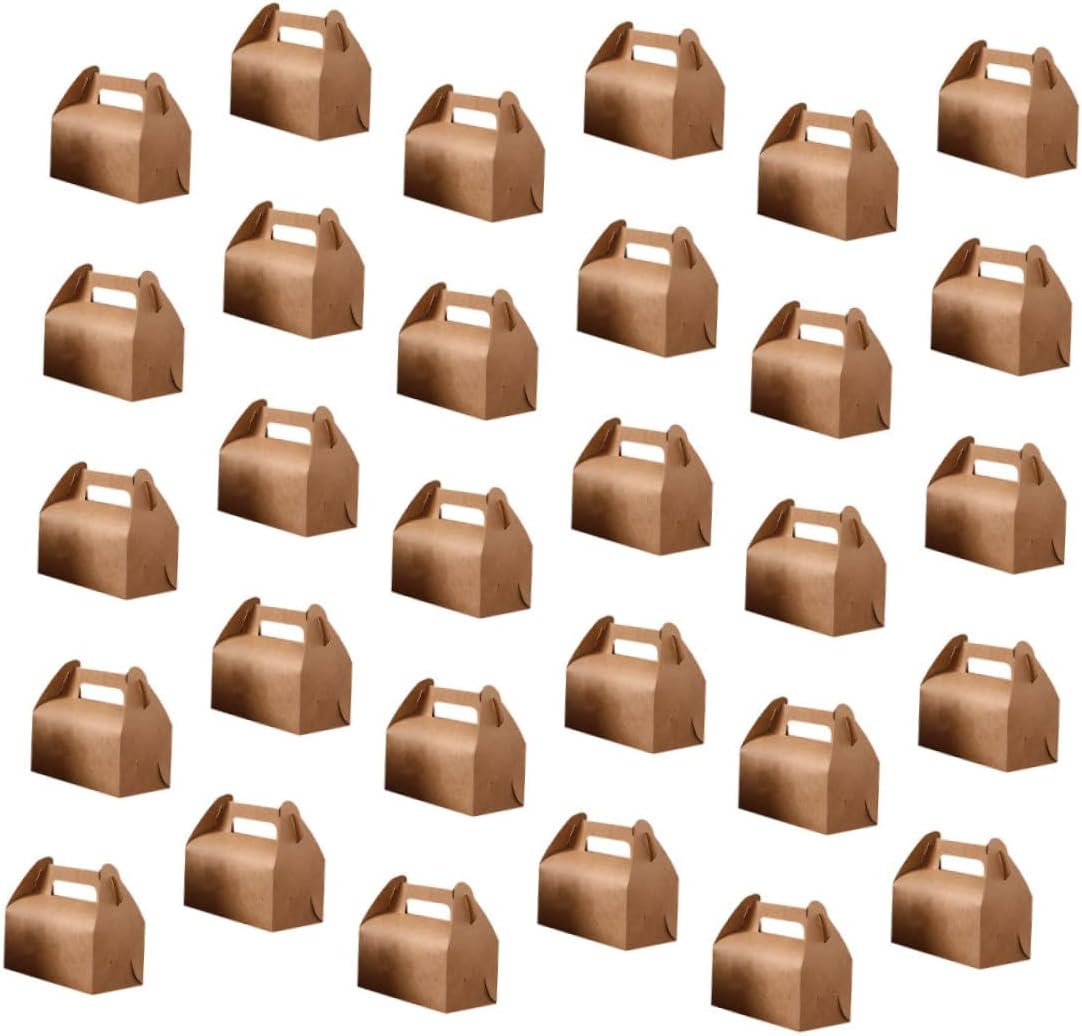 COOLHIYA 30PCS Kraft Paper Candy Boxes Foldable Tote Bags for Party Favors Goody Bags for Home and Shop Use