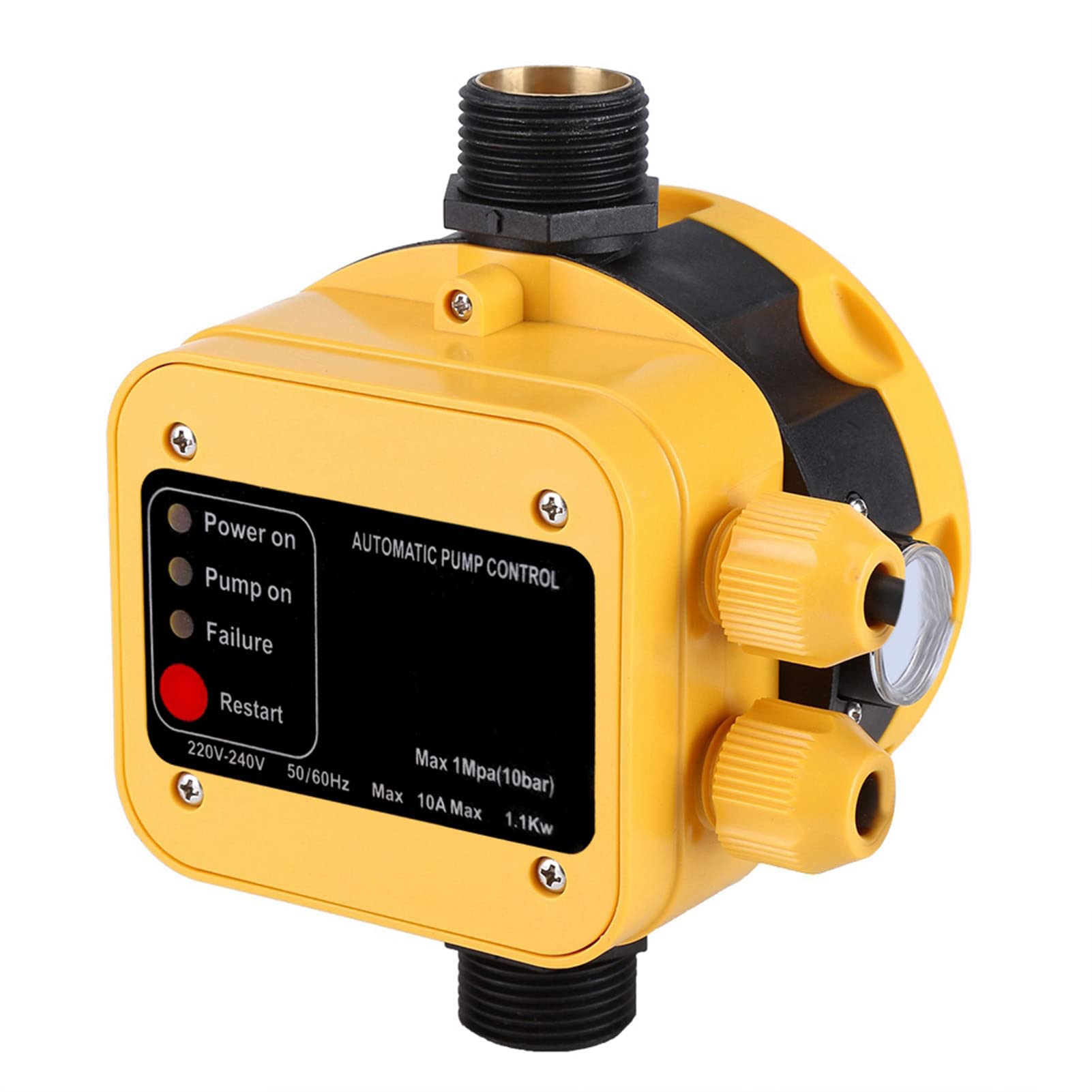 FTVOGUE - Interruptor Automático de Presión de Bomba de Agua 220V con Manómetro y Mando de Presión para el Hogar