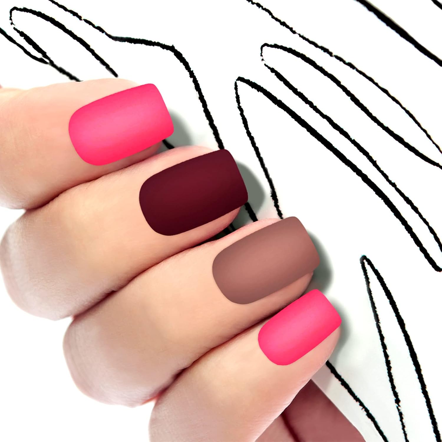 960 Pieces 40 Sets Short Square Press on Nails Square Artificial Fake Nail Solid Color Matte False Nails Tips Glossy Full Cover Fake Nails for Nail Salon Art, 2 Styles (Vivid Color)