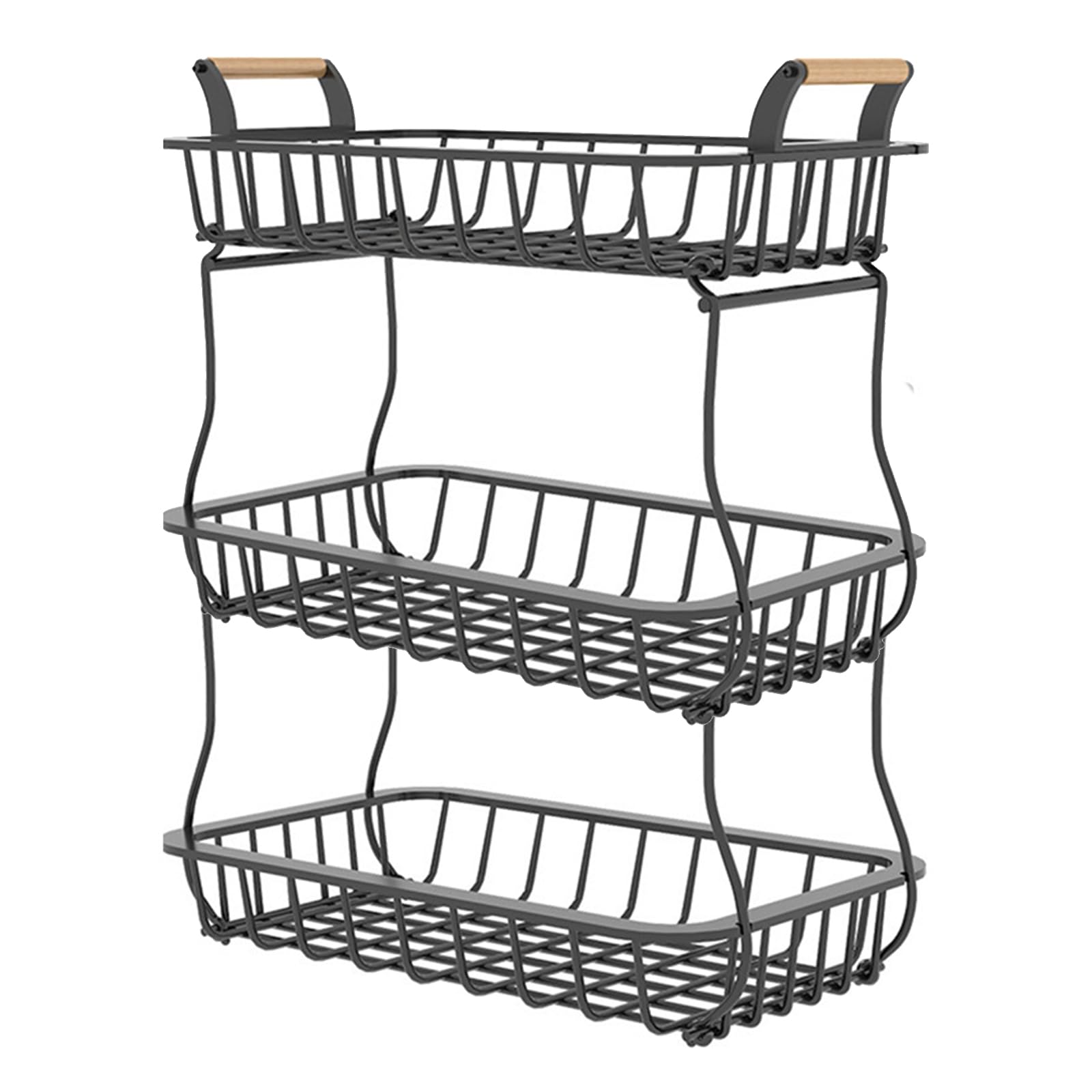 Fruteros de Cocina de 3 Niveles, Cesta de Frutas de 2 Niveles, Soporte de Almacenamiento de Aperitivos, Soporte de Alambre de Metal para Frutas, Verduras y Pan, para Encimera de Cocina (A)