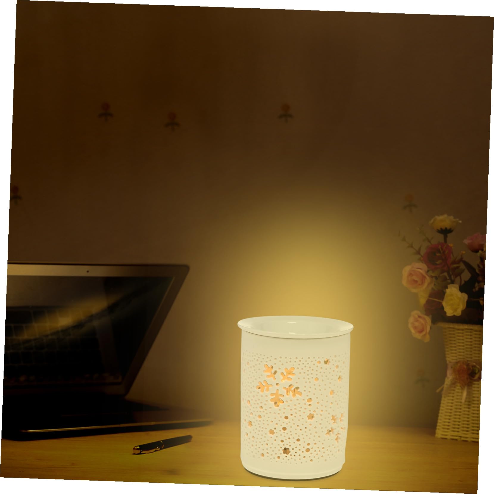 Elektrische Duftlampe aus Keramik, Rundes Muster, 25 W für Aromatherapie
