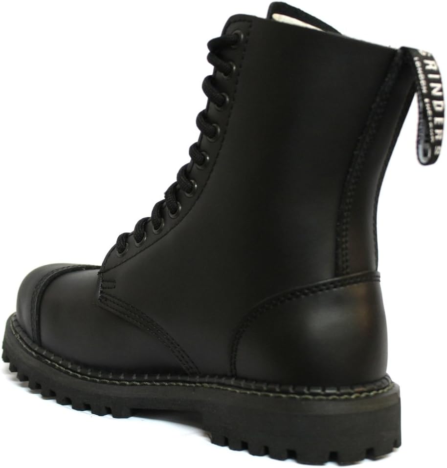 Grinders Stag CS Unisex Black Leather 10 Eye Hole Steel Toe Cap Safety Military Punk Boots