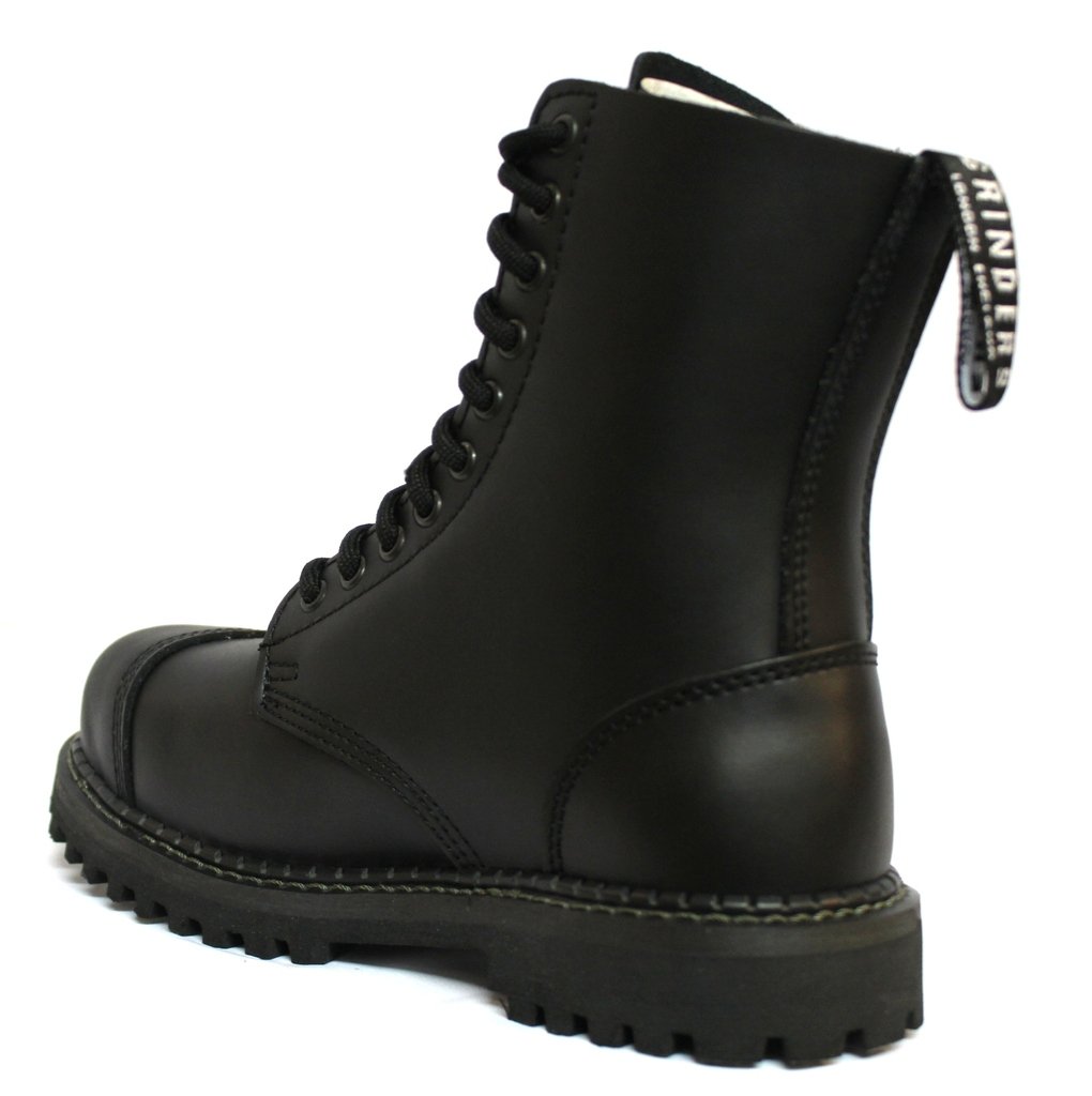 Grinders Stag Opaco Punta Sicurezza Militare Nero Metallo Stivali Unisex Punk del Motociclo