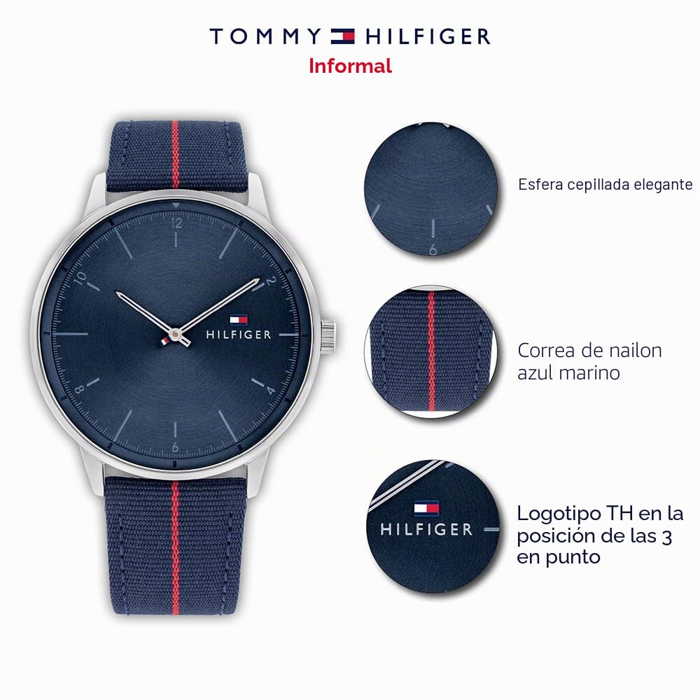 Tommy Hilfiger Reloj Analógico de Cuarzo para Hombre con Correa en Nailon Azul Marina - 1791844