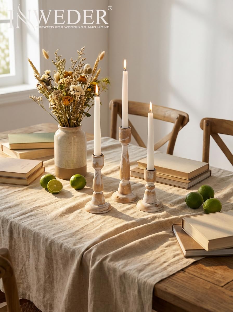 Portacandele in legno a bastoncino, 3 candelabri rustici per candele, per feste, anniversari, vacanze, Natale, decorazione da tavolo autunnale