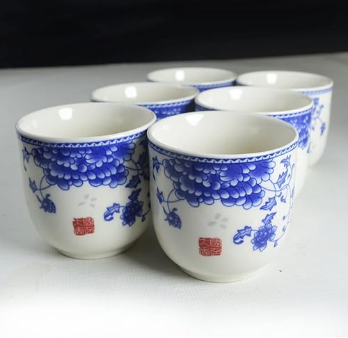 Miniatura 4 de Juego de té de porcelana, 1 tetera, 6 tazas, tetera, cafetera, tetera, cerámica, regalos de mesa, decoración de mesa (peonía)