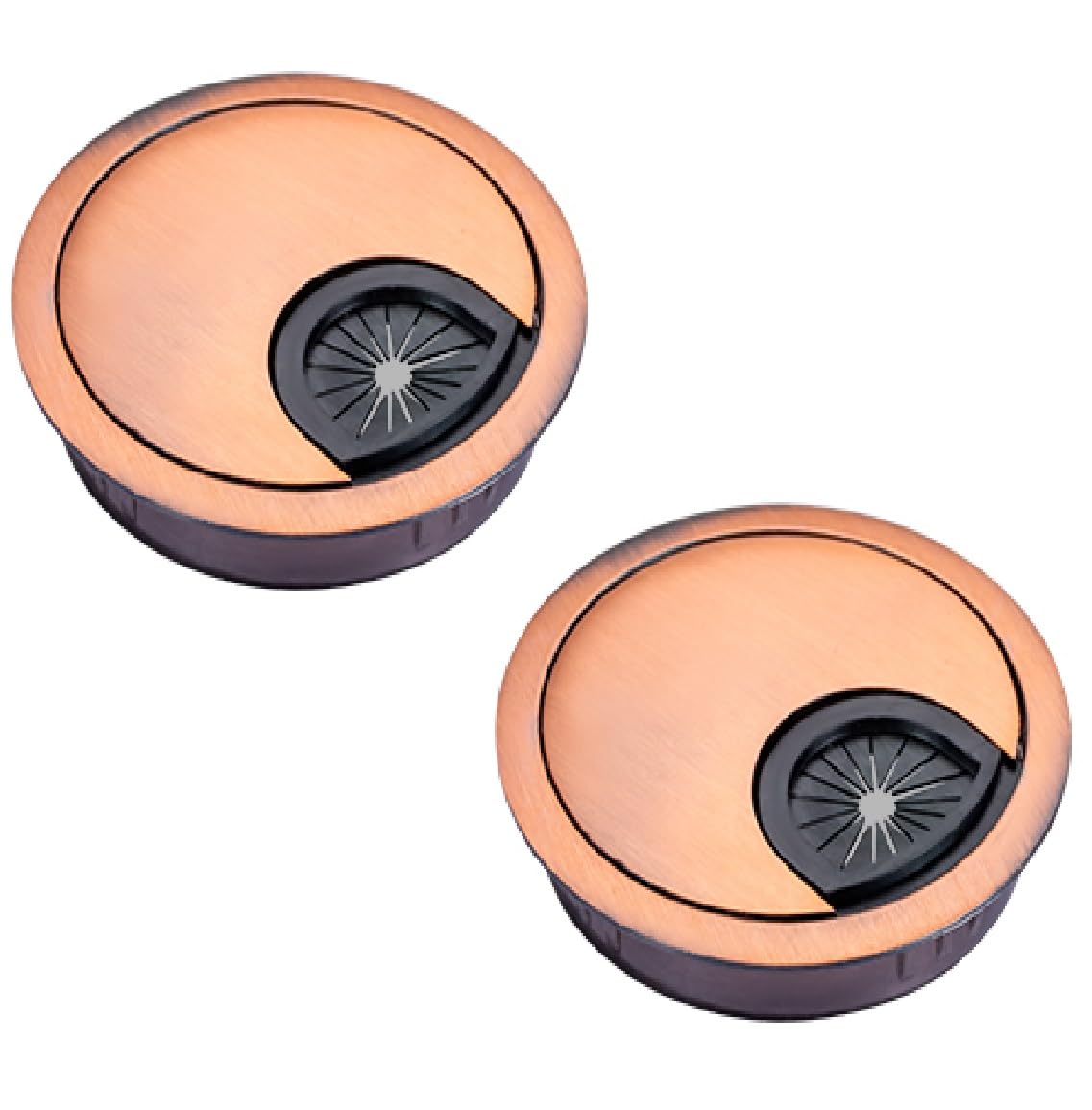 Stormshopping Bronze 2 Pack 60Mm Desk Cable Grommets, Zinc Alloy Wire Organizer Caps, Round Pc Computer Port Cable Hole Cover Plug Bushings, Perfect For Hide Data Cords In Office Desk, Tv Stands, Tabletops And More