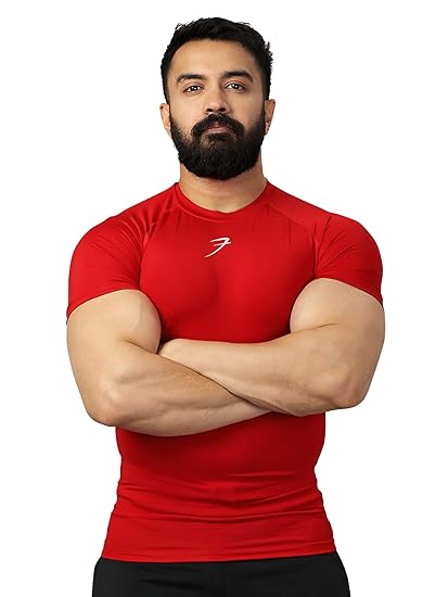 Men's Half Sleeve Compression T-Shirt - Athletic Base Layer for Fitness
