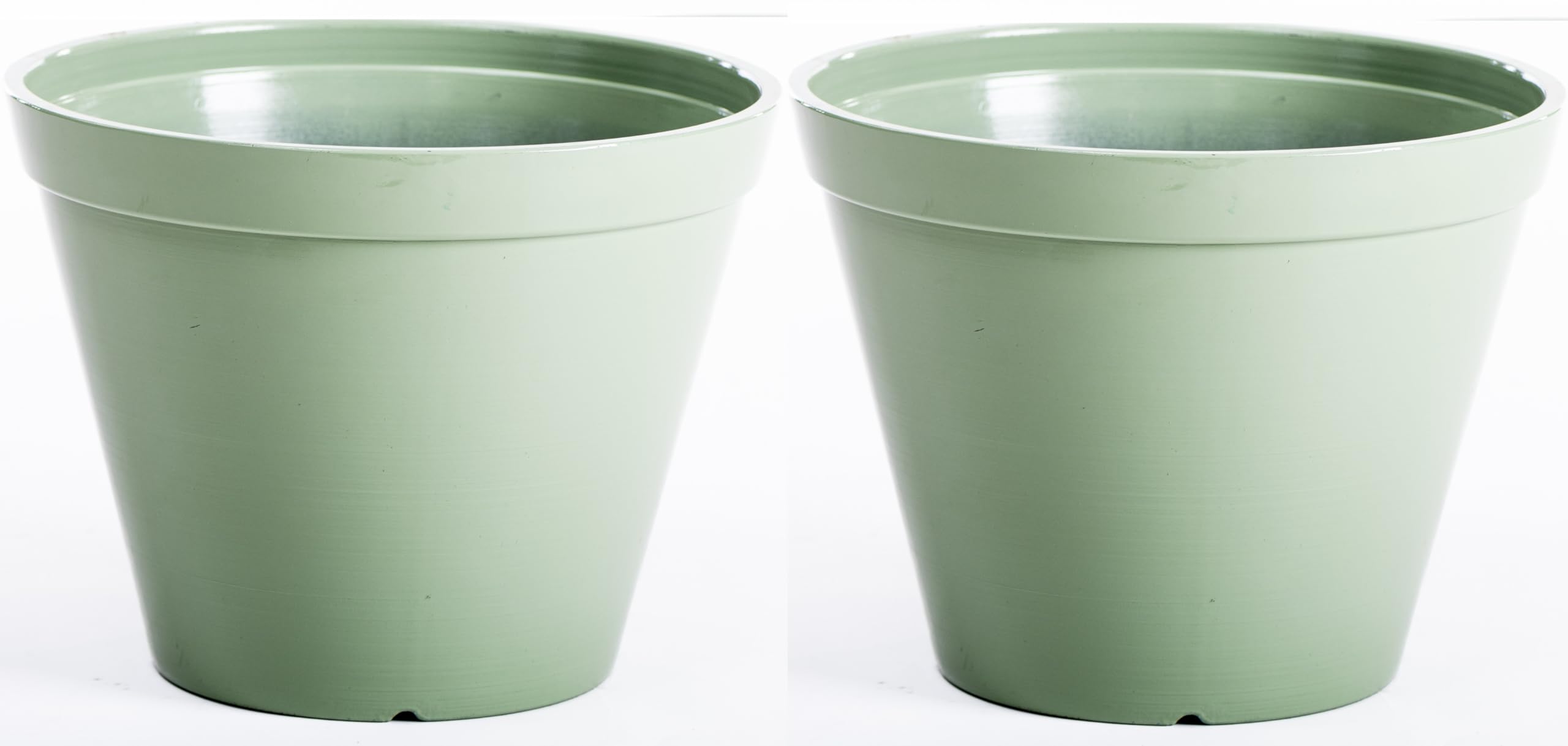 Garden Gear Lindos Glazed Effect Planter Outdoor Indoor Flower Pot Frost & UV Resistant Garden Pot 39.5cm Diameter 34cm High Lightweight Durable (Sage Green x2)