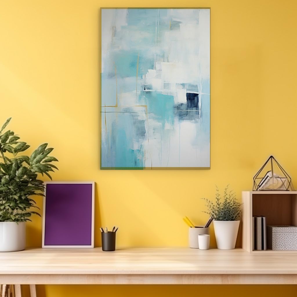 Canvas for Living room. Whispers of Serenity in Blue and White A Dance of Textures on Canvas, 27 x 18 inch Canvas Wall Art - Contemporary Masterpieces - Modern Home Decor - 69x46 cm (27x18 inch)