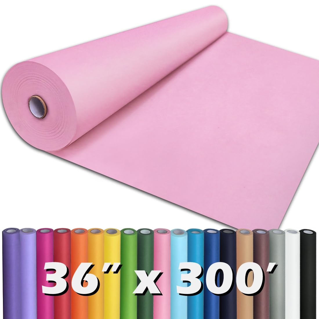 PerkHomy Light Pink Kraft Paper Roll 36" x 3,600" (300') for Gift Wrapping Bouquet Flower Art Painting Craft Writing Packaging Shipping 80GSM 55LB (Light Pink, 36" x 300')