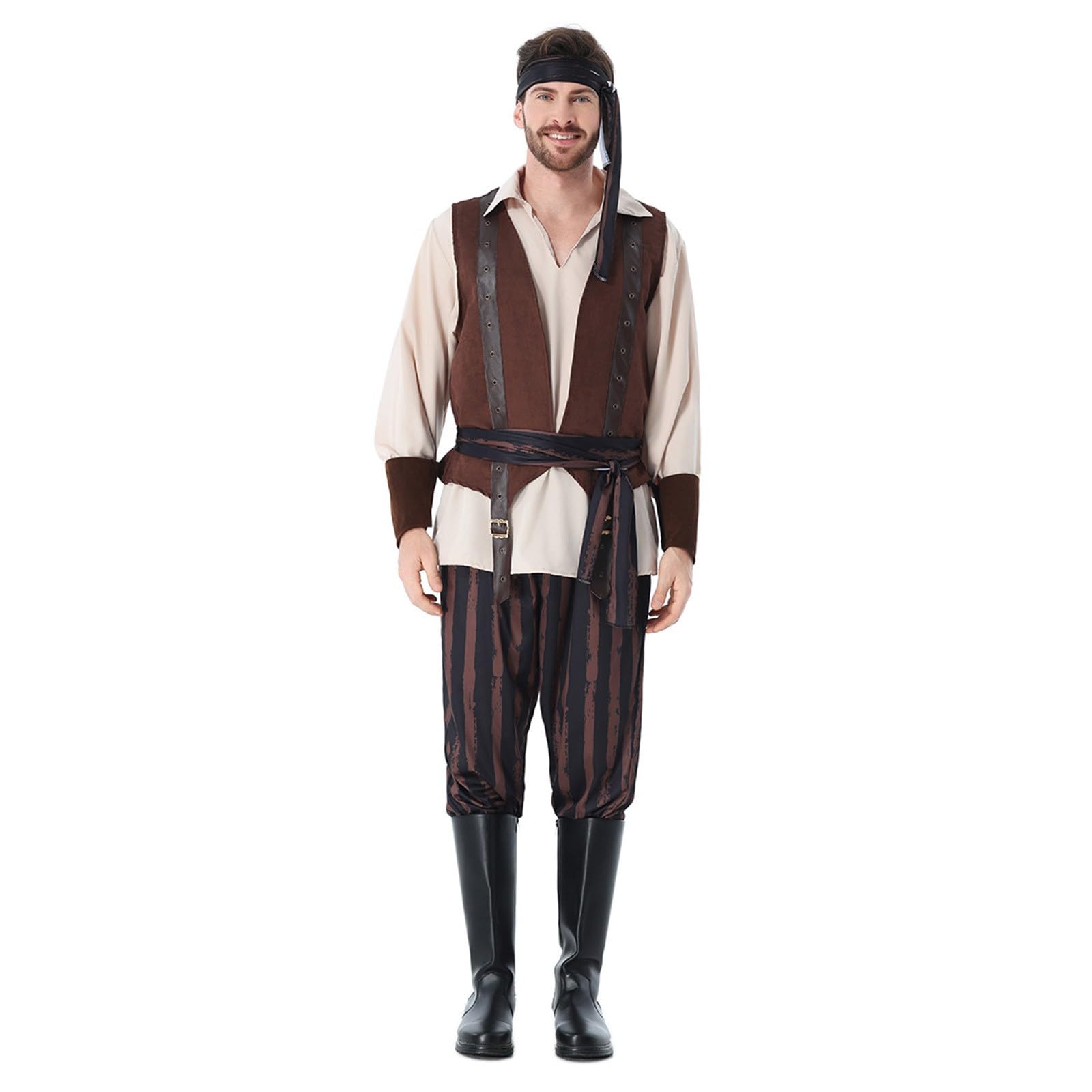 Generico Costume Pirata Uomo, Vestito Pirata Uomo, Vestito Carnevale Halloween Costume Capitano per Eventi e Feste