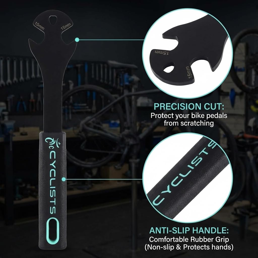 QKURT Chiave Pedali Bici 15mm - 310mm Manico Lungo - Per MTB, BMX E