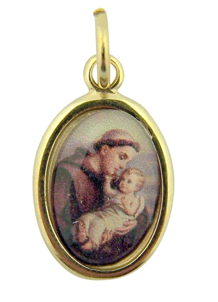Religious GiftsGold Toned Base with Epoxy Image Saint Anthony Icon Medal Pendant, 1 Inch
