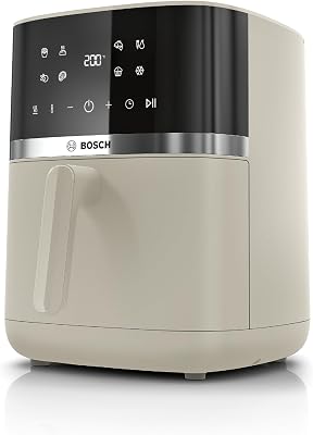 Bosch – Freidora de aire Serie 4, Air Fryer XXL, 6,1 L, 7 programas, dos placas de calor, descongela, mantiene el calor, beige mate, MAF462C0
