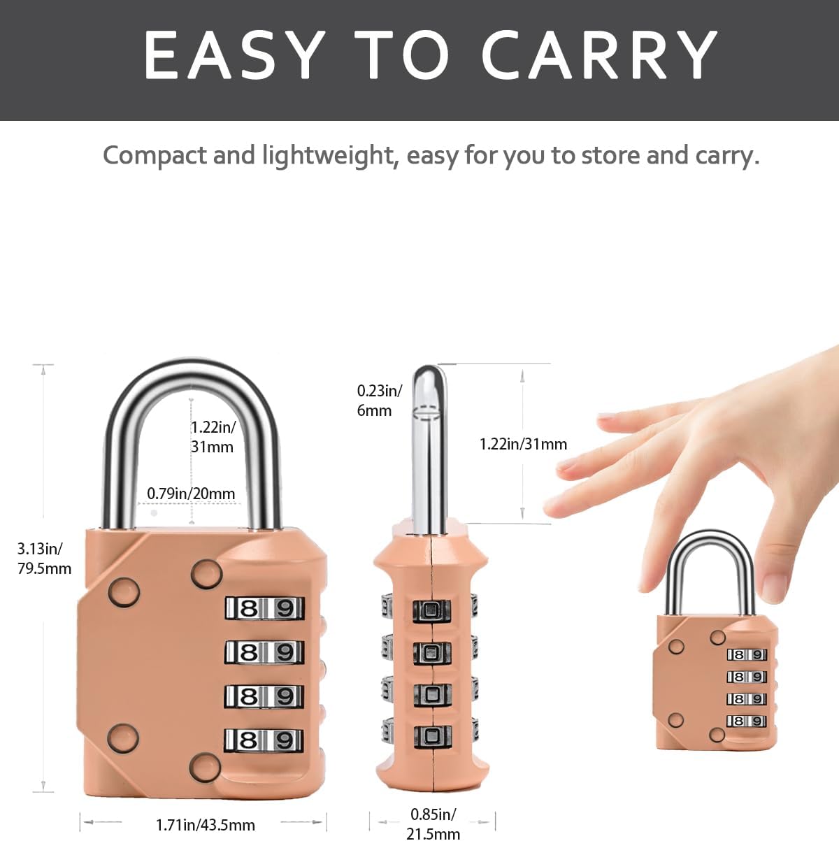 Combination Lock Resettable Peachy-Pink 2 Pack 4 Digit Outdoor Waterproof Combo Padlock for School Gym Locker, Sports Locker, Fence, Toolbox, Gate, Hasp Storage