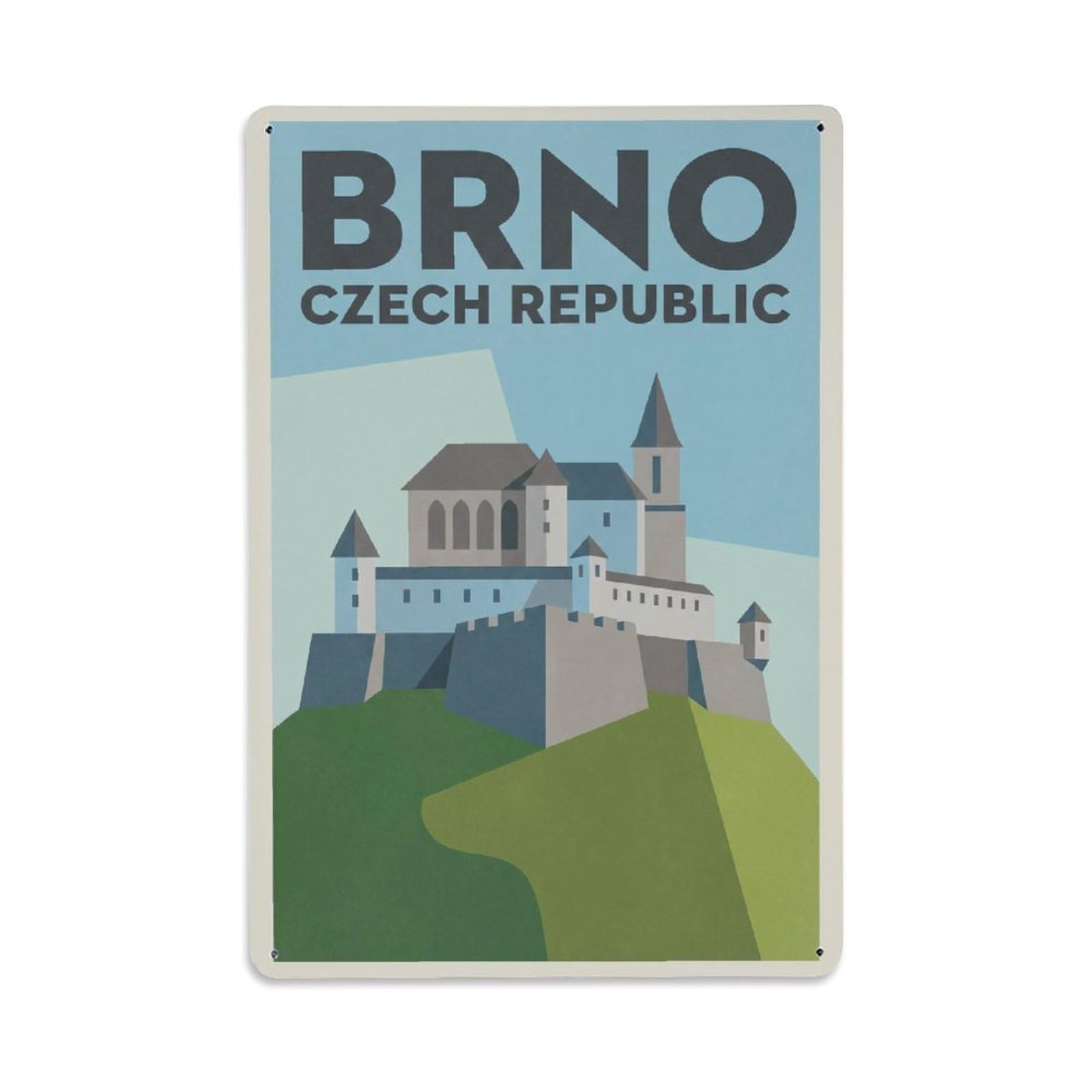 Retro Czech Republic Brno Travel Metal Tin Sign