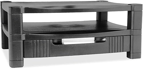 Miniatura 10 de Kantek Organizador de dos niveles para monitor de computadora de altura ajustable, cajón organizador extraíble, gestión de cables, 17 x 13.25 x 6 a
