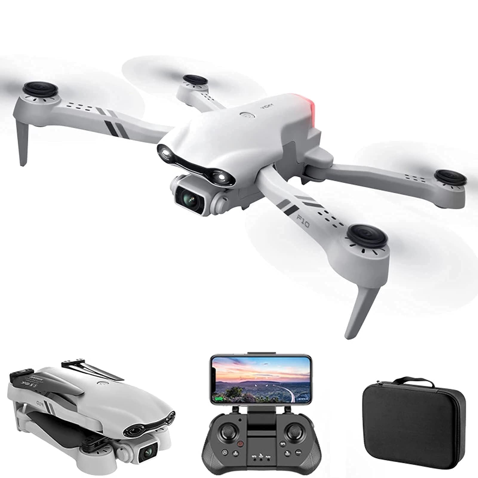 Aviones no tripulados aéreos con cámara Dual 4K GPS WiFi FPV Aviones no tripulados aéreos con Gafas VR Mini Quadcopter Follow Me Gesture Photo One Key to Return Home Trayectoria Vuelo