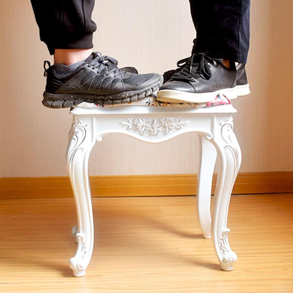 Vanity Bench,White Leather Makeup Bench Vanity Stool for Dressing Room/Living Room/Bedroom,Padded Cushioned Chair Piano Seat,ABS Plastic Steel Leg,High Elastic Sponge