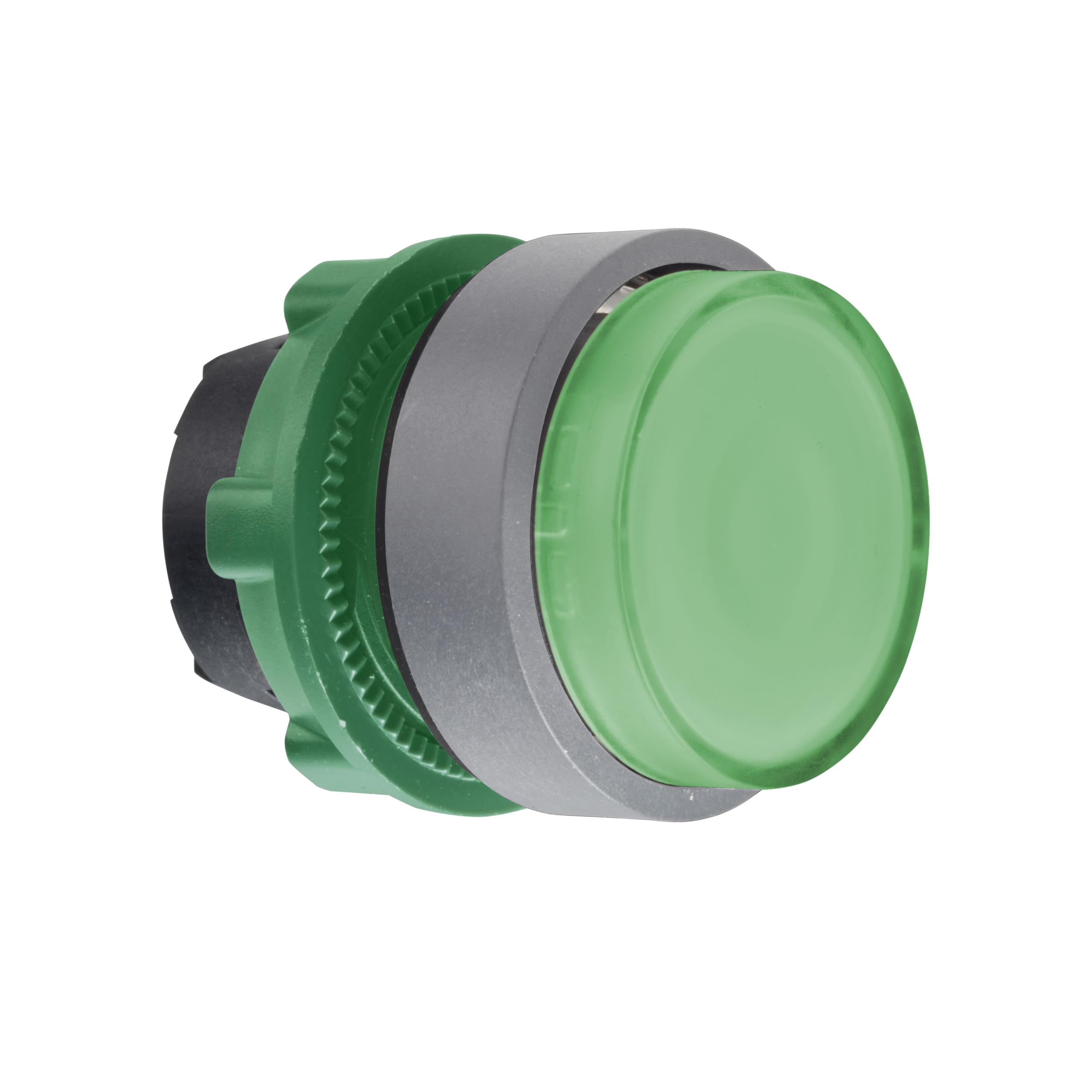 Cabeza pulsador luminoso verde led saliente para activar maquinaria activa 1