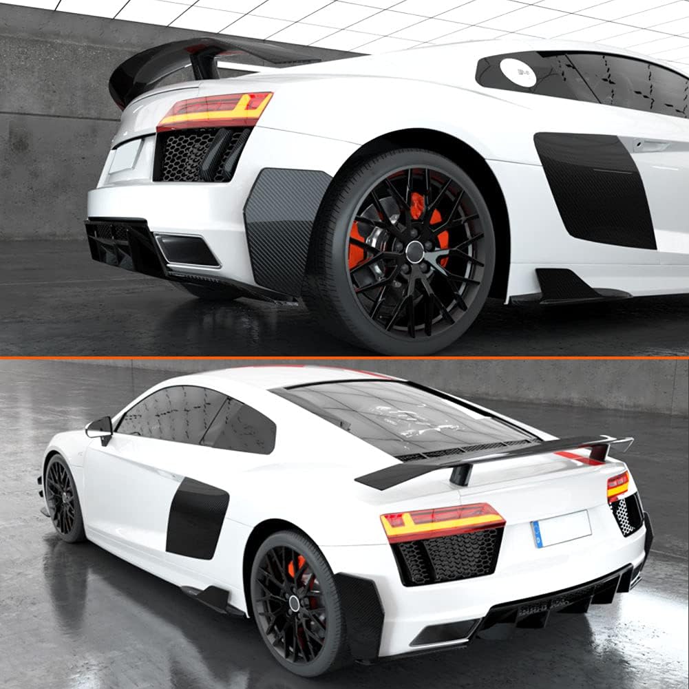 Carbon Fiber Rear Bumper Splitters Canards Fin Fits for Audi R8 V10 Gen 2 2Door Coupe Spyder Convertible 2016-2018 Customized Side Fender Spoiler Rear Bumper Vent Protector Cover Trims