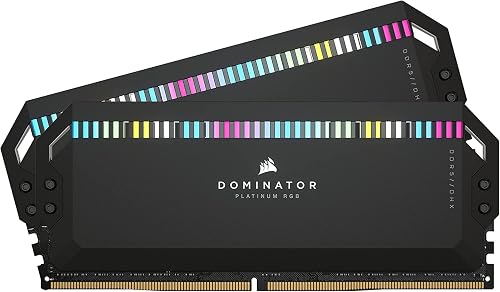 CORSAIR DOMINATOR PLATINUM RGB DDR5 RAM 64GB (2x32GB) Up to 6400MHz CL32 Intel XMP iCUE Compatible Computer Memory - Black (CMT64GX5M2B6400C32)
