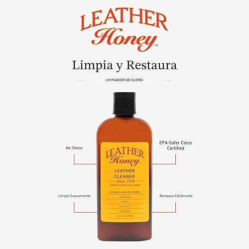 Miniatura 3 de Leather Honey Limpiador de cuero: cuidado del cuero no tóxico fabricado en los Estados Unidos desde 1968. Limpia profundamente cuero, imitación