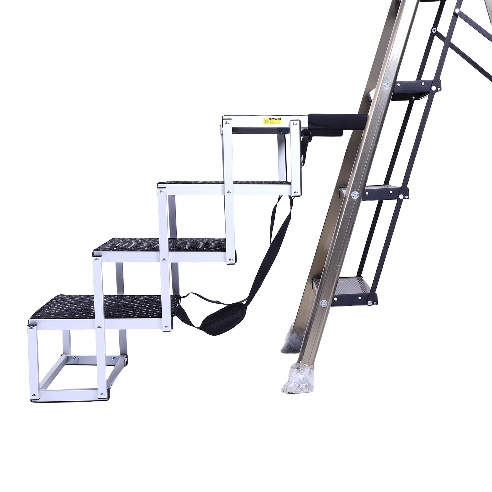 Fockety Schody dla dużych psów, przenośna, składana rampa dla psa z 5 stopniami do samochodów osobowych, ciężarowych i SUV-ów, lekkie aluminiowe schody dla zwierząt
