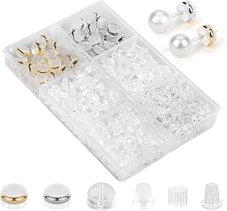 620 Pcs Rubber Earring Backs for Studs, Silicone Earring Backs Hypoallergenic Plastic Clear Earring Backings Bullet Clutch Stoppers Replacements for Fish Hook Earring Studs Hoops