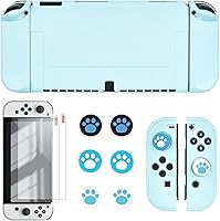 Vista 24 de DLseego Switch OLED Protective Case Dockable Hard Shell Anti-Scratch Cover Joycon Accessory Skin with 6PCS Thumb Grips Caps and 2Pc Screen