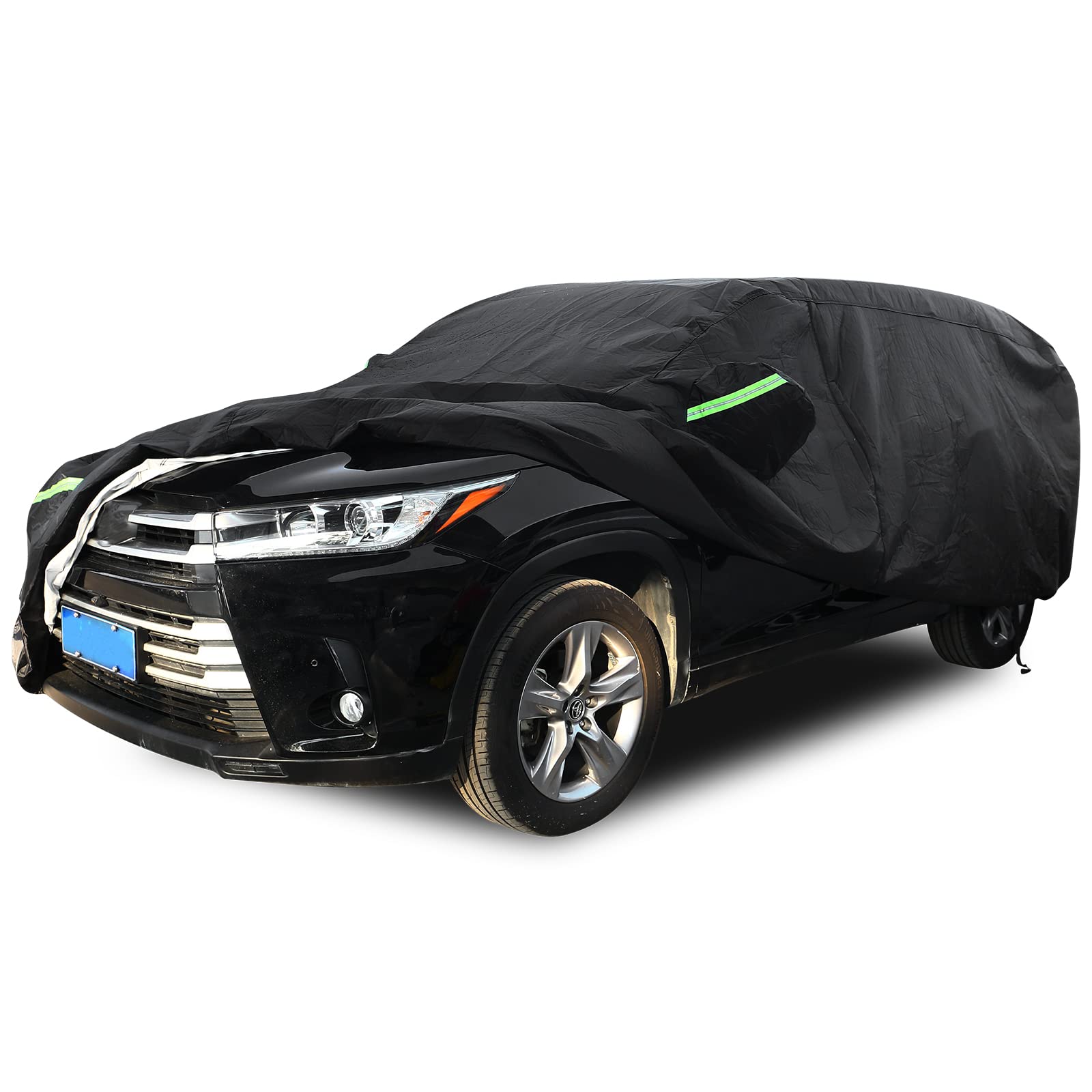 SAPUBK Car Cover Compatible with Toyota Highlander 2020 2021 2022, 6 Layer Heavy Duty Waterproof Dustproof Black Car Cover