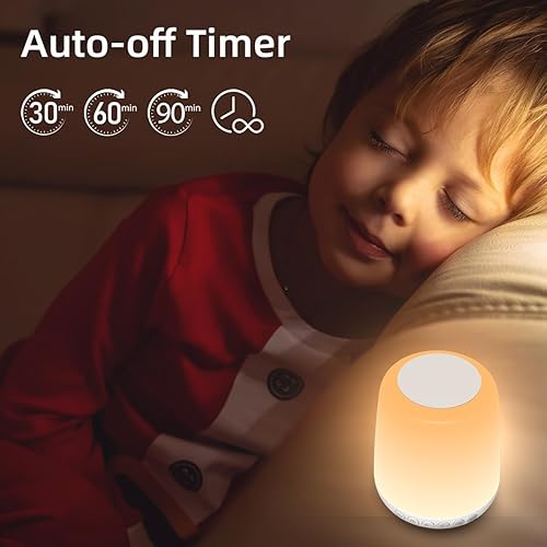 Miniatura 5 de Luz nocturna LED táctil nocturna regulable con 20 niveles de brillo, 4 temporizadores, batería recargable para dormitorio, bebé, guardería, sala de