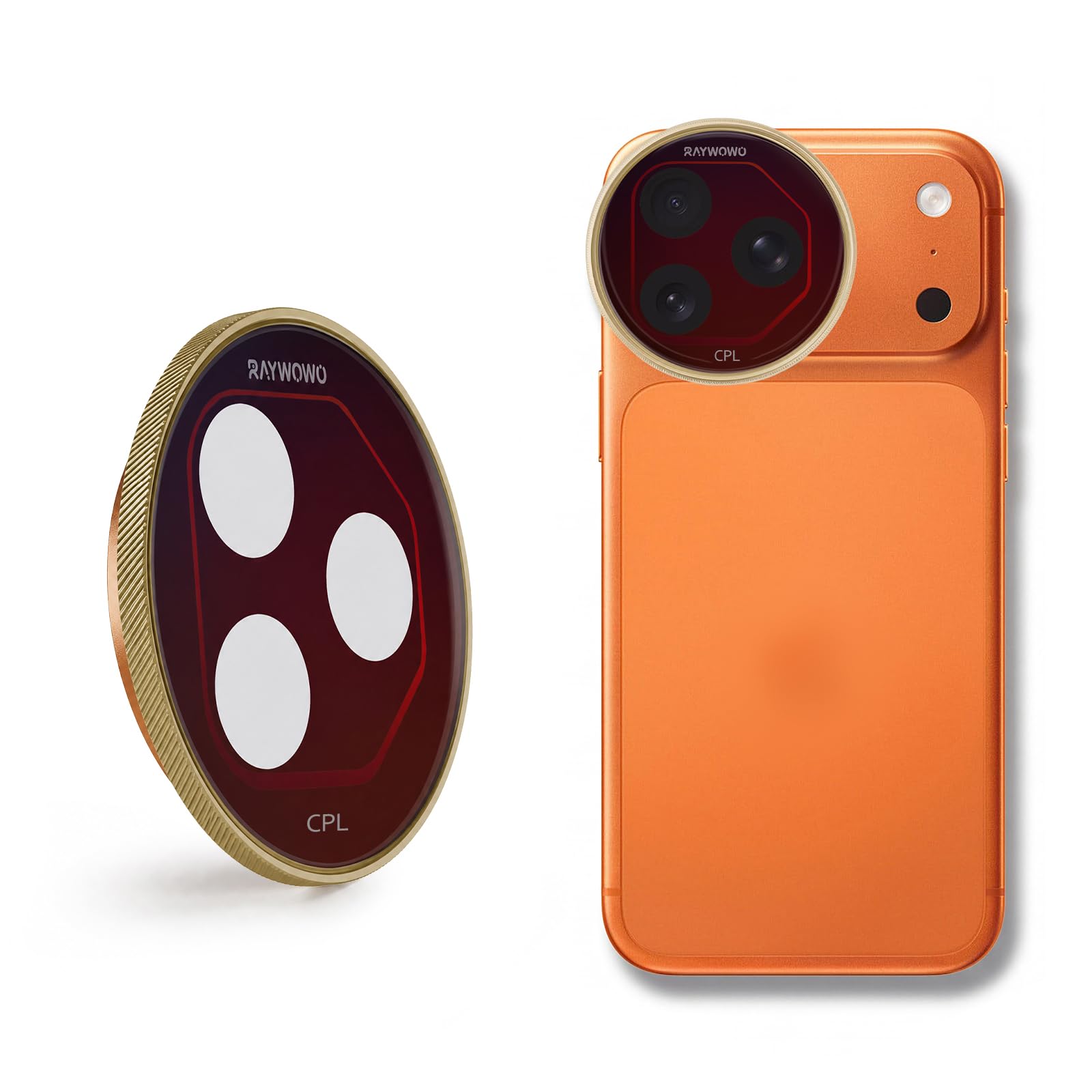 Filtro CPL con anello adattatore magnetico – adatto per iPhone 17 Pro (Cosmic Orange)