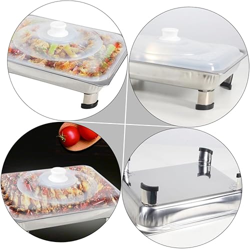 Miniatura 4 de DOITOOL Plato de acero inoxidable para bufé de cocina rectangular con tapas calentadores de alimentos para fiestas, buffets, catering, 13.0 in