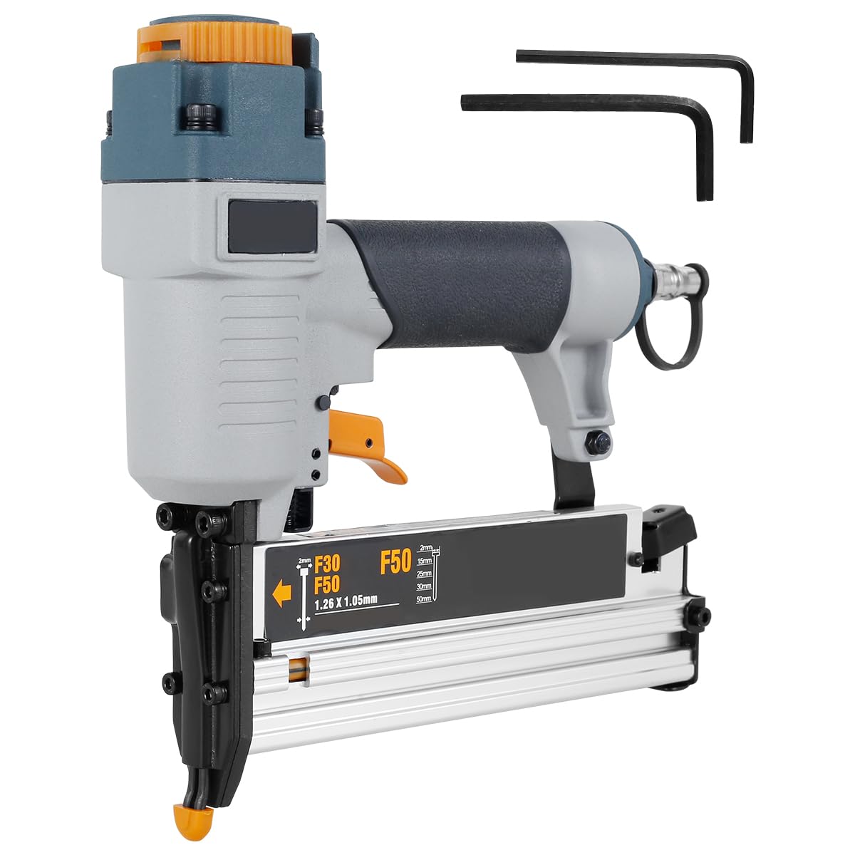 QENWKXZ Air Nailer Carpenter Pneumatic Nail Tool T50 F50 440K 16Ga/18Ga Air Brads Nailer Nail Depth Adjustment Ergonomic and Lightweight Air Nailer for Woodworking Fence Floor Furniture