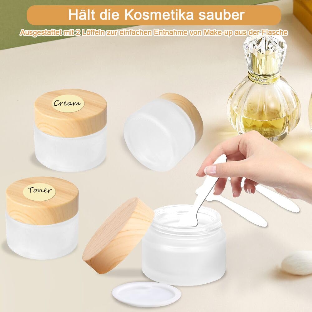 agctrler 10Pcs Frosted Glass Jars with 2 Spatulas and 24 Stickers - Image 3