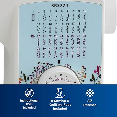 Miniatura 3 de Máquina de coser y bordado con todas las funciones Brother XR3774con 37puntos 8pies de costura tabla ancha y DVD instructivo