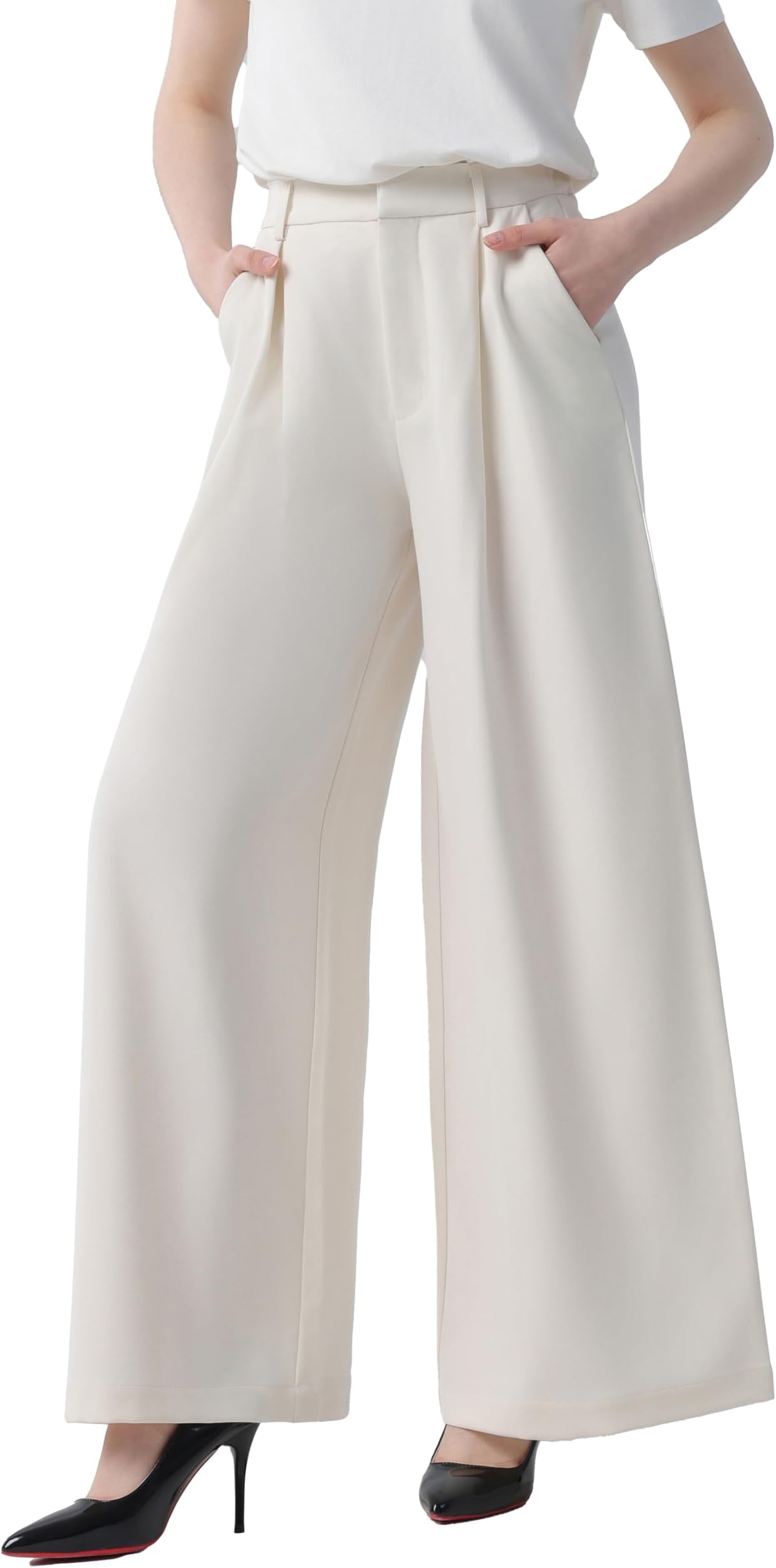 Women High Waist Casual Wide Leg Long Palazzo Pants Trousers Regular Size