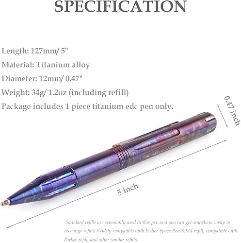 Miniatura 2 de Titanio EDC Bolt Action Pen Bolígrafo táctico bolígrafo de escritura con clip de bolsillo recargable tamaño compacto