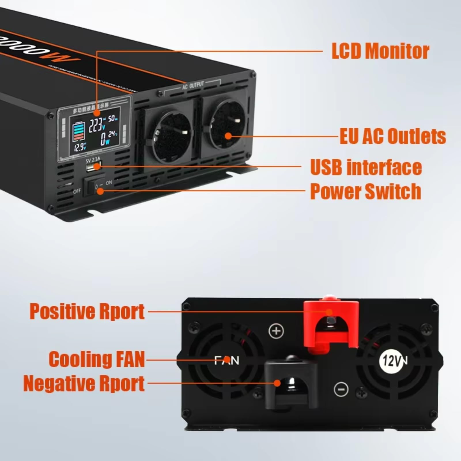 Inversor De Corriente Inversor Onda Sinusoidal Pura 8000 W Y 6000 W Convertidor Potencia 12 V 24 V A 220 V 230 V 50 Hz con Control Remoto Coche Y Hogar Inversor Onda Pura(4000W,24V)