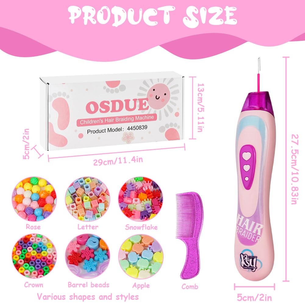 OSDUE Hair Machine Girls, Hair Braiding Accessories, Automatic Hair Braider Machine, Gifts, Hair Decoration for girls (Rose) - Image 2