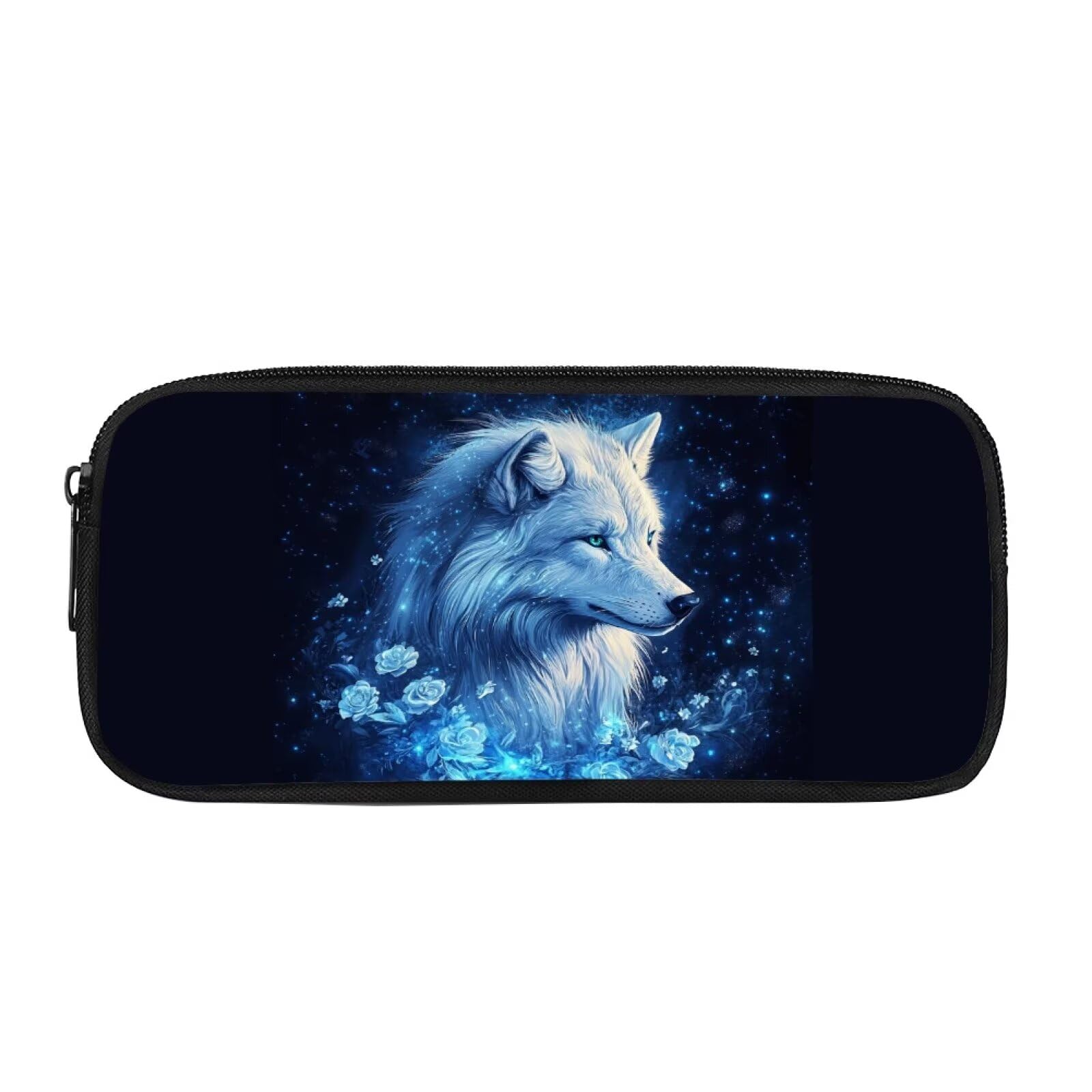 Showudesigns Wolf Pencil Cases for Boys Age 6 7 8 9 10 Pen Pencil Pouch Rose Portable Large Pen Bag Holder Box for Office College School Supplies Stationery Makeup Bags โ image 1