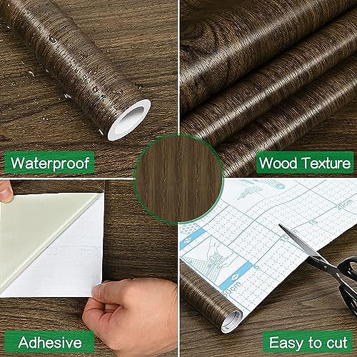 Image of SUNBIRD Wood Furniture Wallpaper Vinyl, Self-Adhesive Wood Wall Paper, Almirah,Kitchen Home Decoration 24in x 3 Meter (Plank Wood)