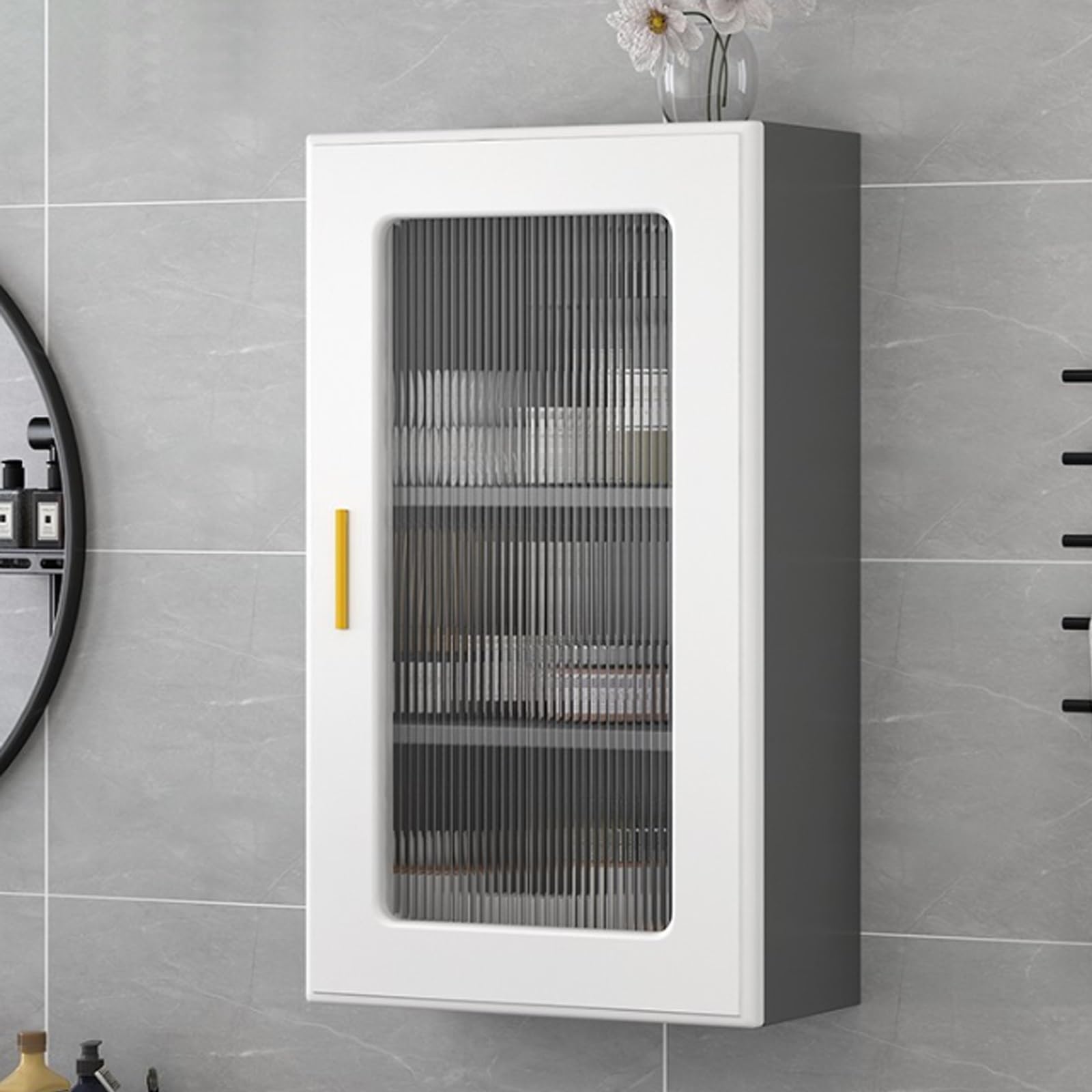 Armoire murale élégante en bois noble et verre pour cuisine chic