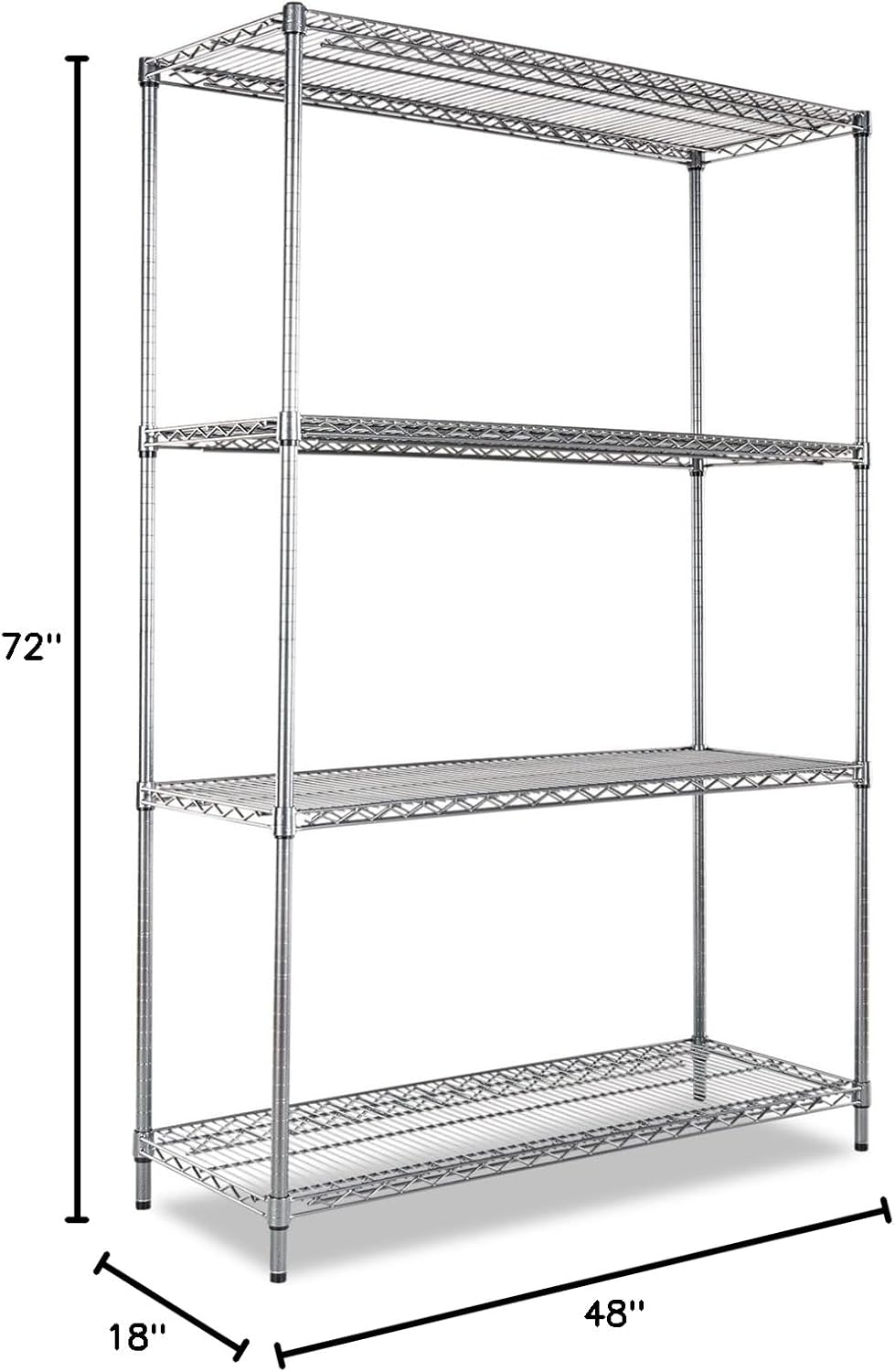 Alera SW504818BA Wire Shelving Starter Kit, Four-Shelf, 48w x 18d x 72h, Black Anthracite