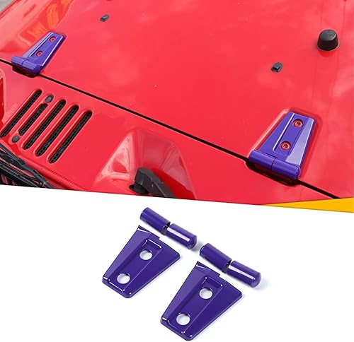 2 piezas de accesorios para cubierta de bisagra de capó compatibles con Jeep Wrangler JK JKU y Unlimited 2007-2018 (morado)